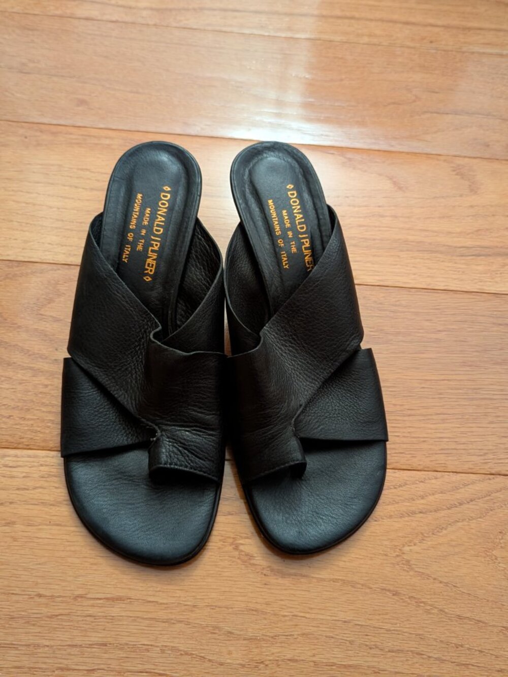 Donald J Pliner Black Napa Leather Sandal Heels Size 7.5 MADE IN ITALY - Picture 5 of 11